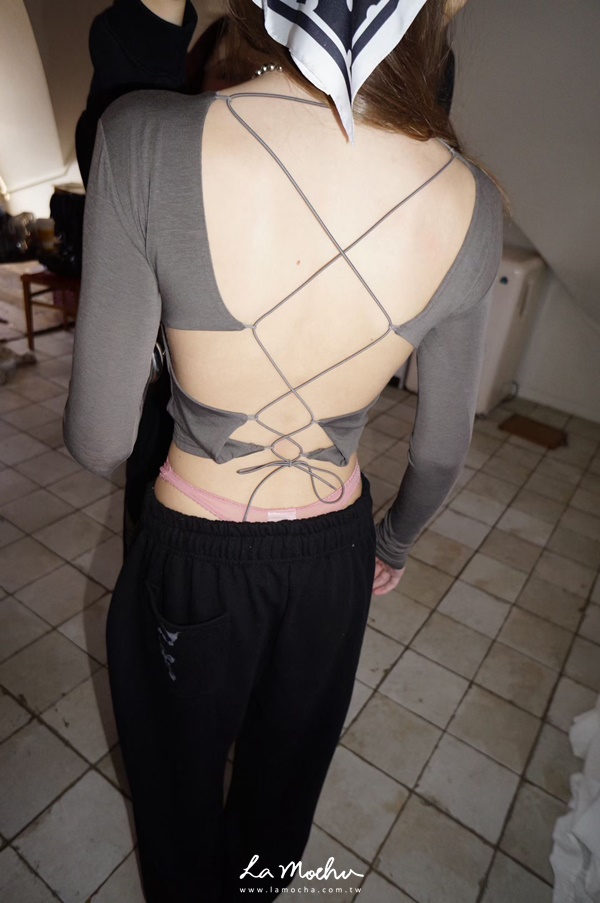 寬領後綁帶美背上衣
